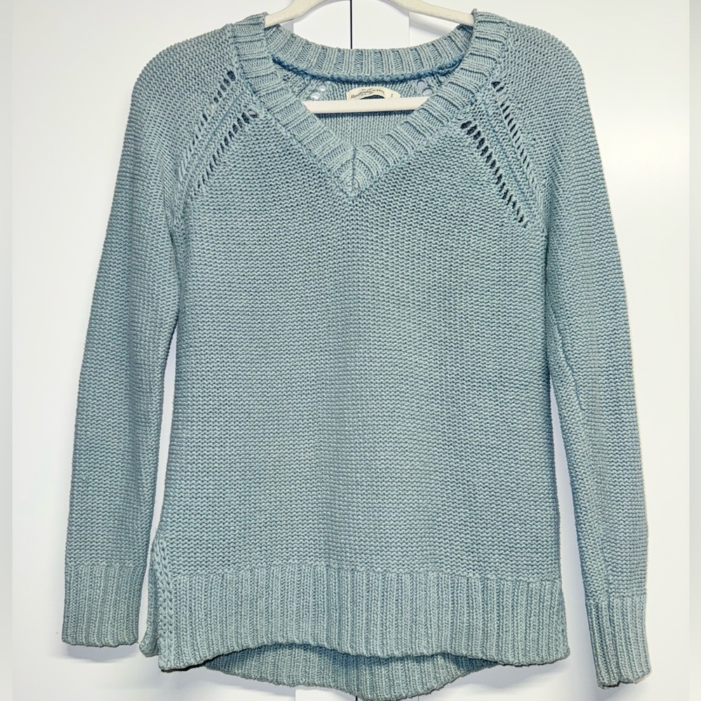Abercrombie & Fitch Blue Grey V-Neck Sweater